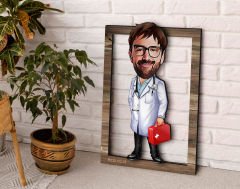 BK Gift Kişiye Özel Erkek Doktor Karikatürlü 3D Ahşap Tablo, Sevgiliye Hediye, Arkadaşa Hediye, Yıl Dönümü Hediyesi, Doğum Günü Hediyesi-4