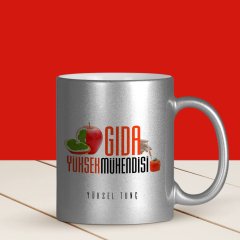 Kişiye Özel Mesleki Gıda Yüksek Mühendisi Gümüş Yaldızlı Kupa Bardak