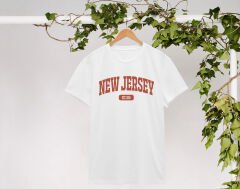 BK Gift New Jersey Tasarımlı Erkek Beyaz T-shirt, Arkadaşa Hediye, Doğum Günü Hediyesi, Trend Tişört, Sevgili Hediyesi-1