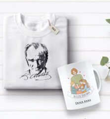BK Gift Kişiye Özel Öğretmenler Günü Tasarımlı Kupa Bardak ve Atatürk Baskılı Tişört Hediye Seti- 2-8, Öğretmene Hediye, Öğretmenler Günü, 100. Yıl Hediyesi