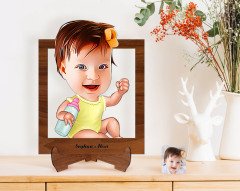 Kişiye Özel Bebek Karikatürlü Ahşap Standlı 3D Biblo-1