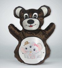 BK Gift Sevimli Fil Tasarımlı Kahverengi Ayıcık Yastık-10