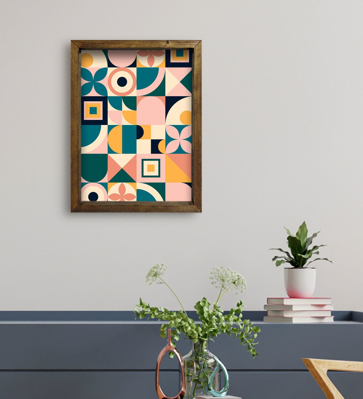 BK Gift Otel Odası Konseptli Doğal Masif Ahşap Çerçeveli Tablo 45x65cm-24