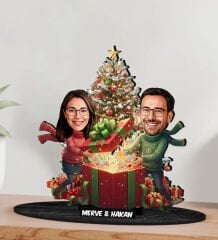 BK Gift Kişiye Özel Sevgili Yılbaşı Tasarımlı Karikatür Biblo -13, Yılbaşı Hediyesi, Yeni Yıl Hediyesi