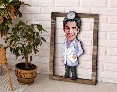 BK Gift Kişiye Özel Erkek Doktor Karikatürlü 3D Ahşap Tablo, Sevgiliye Hediye, Arkadaşa Hediye, Yıl Dönümü Hediyesi, Doğum Günü Hediyesi-5