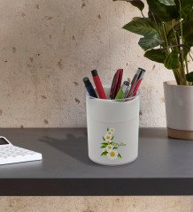 BK Gift Kişiye Özel Papatya Temalı Beyaz Akrilik Kalemlik - Model 8