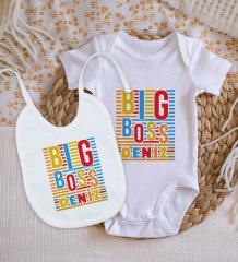 BK Kids Kişiye Özel Daddy's Drinking Buddy Tasarımlı Bebek Body Zıbın ve Mama Önlüğü Hediye Seti - Model 2