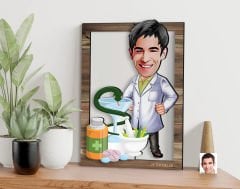 BK Gift Kişiye Özel Erkek Eczacı Karikatürlü 3D Ahşap Tablo, Sevgiliye Hediye, Arkadaşa Hediye, Yıl Dönümü Hediyesi, Doğum Günü Hediyesi-2