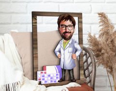 BK Gift Kişiye Özel Erkek Eczacı Karikatürlü 3D Ahşap Tablo, Sevgiliye Hediye, Arkadaşa Hediye, Yıl Dönümü Hediyesi, Doğum Günü Hediyesi-3
