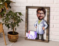 BK Gift Kişiye Özel Erkek Eczacı Karikatürlü 3D Ahşap Tablo, Sevgiliye Hediye, Arkadaşa Hediye, Yıl Dönümü Hediyesi, Doğum Günü Hediyesi-3