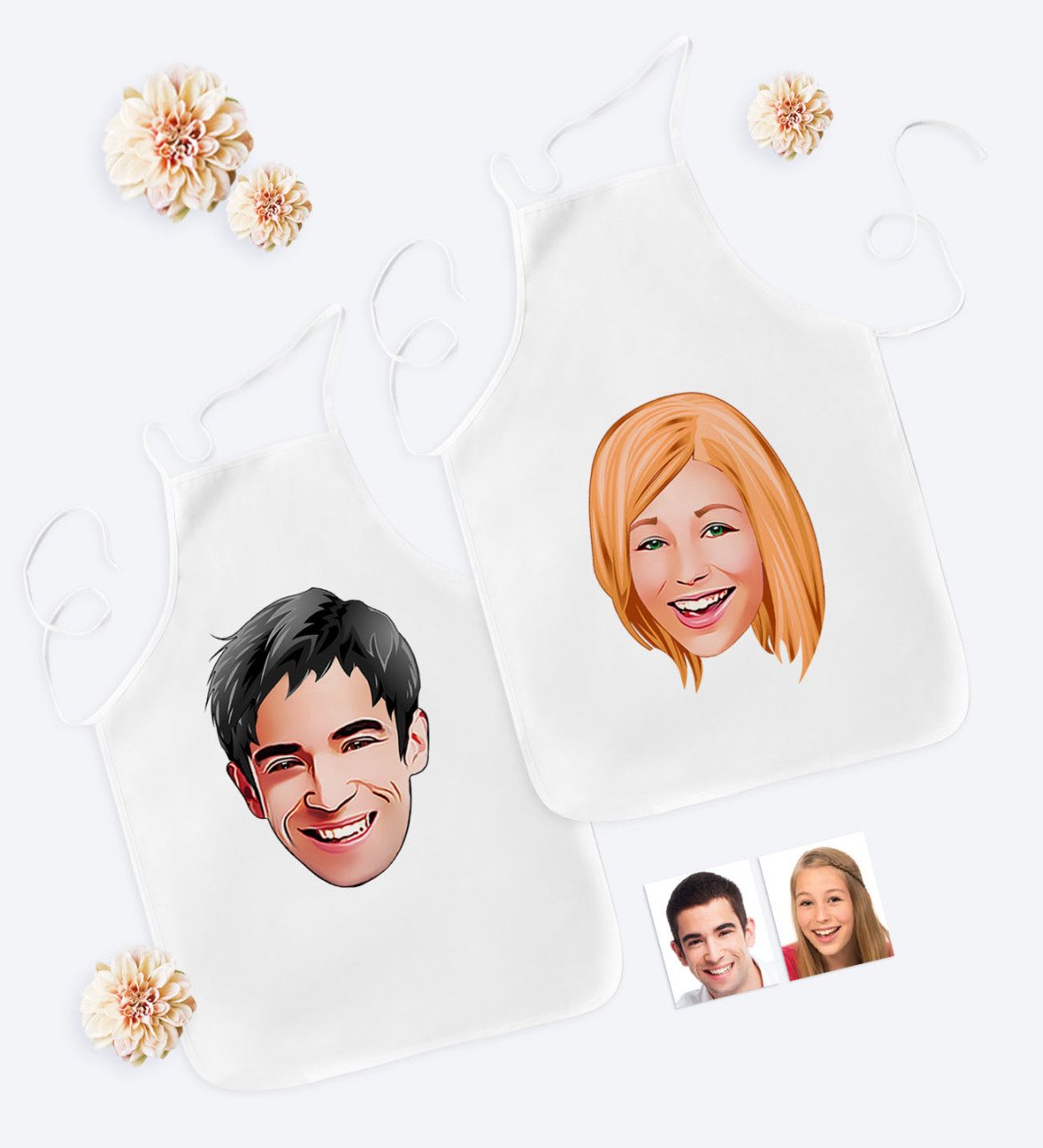 Kişiye Özel İkili Sevgililer Karikatürlü Mutfak Önlüğü