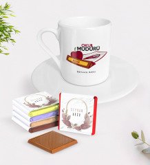 Kişiye Özel Okul Müdürü Türk Kahvesi Fincanı ve Çikolata Hediye Seti-1