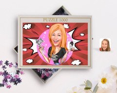 Kişiye Özel Kadın Dövme Sanatçısı Karikatürlü 1000 Parça Profesyonel Puzzle-1
