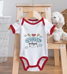 BK Kids Orjin Trakyalı Tasarımlı Kırmızı Bebek Body Zıbın ve Mama Önlüğü Hediye Seti-1