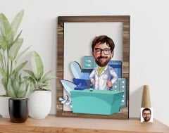 BK Gift Kişiye Özel Erkek Eczacı Karikatürlü 3D Ahşap Tablo, Sevgiliye Hediye, Arkadaşa Hediye, Yıl Dönümü Hediyesi, Doğum Günü Hediyesi-4