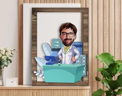 BK Gift Kişiye Özel Erkek Eczacı Karikatürlü 3D Ahşap Tablo, Sevgiliye Hediye, Arkadaşa Hediye, Yıl Dönümü Hediyesi, Doğum Günü Hediyesi-4