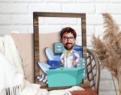 BK Gift Kişiye Özel Erkek Eczacı Karikatürlü 3D Ahşap Tablo, Sevgiliye Hediye, Arkadaşa Hediye, Yıl Dönümü Hediyesi, Doğum Günü Hediyesi-4