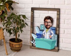 BK Gift Kişiye Özel Erkek Eczacı Karikatürlü 3D Ahşap Tablo, Sevgiliye Hediye, Arkadaşa Hediye, Yıl Dönümü Hediyesi, Doğum Günü Hediyesi-4