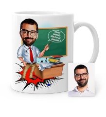 Kişiye Özel Öğretmen Karikatür Beyaz Kupa Bardak - 2