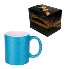 Sublimasyon Porselen Glitter (Simli) Mavi Kupa - Kutulu