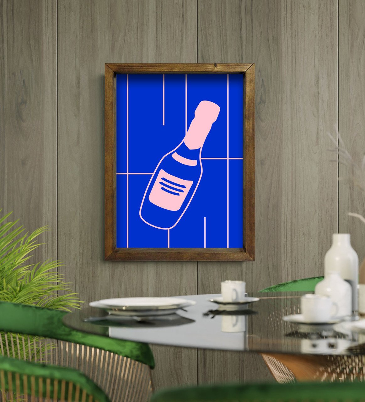 BK Gift Cafe & Bar & Restaurant Konseptli Doğal Masif Ahşap Çerçeveli Tablo-77