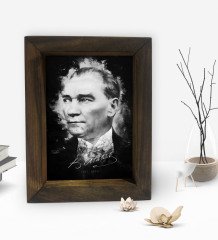BK Gift Atatürk Tasarımlı Dekoratif Doğal Masif Ahşap Çerçeve 15x20cm-14