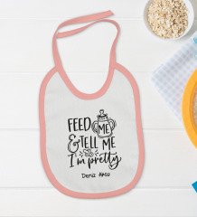 BK Kids Kişiye Özel I'm Pretty Tasarımlı Pembe Bebek Body Zıbın ve Mama Önlüğü Hediye Seti