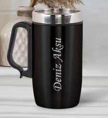 BK Gift Kişiye Özel İsimli Siyah Defter, Kulplu Çelik Termos ve Tükenmez Kalem Hediye Seti-1 | Sevgiliye Hediye, Öğretmene Hediye, Arkadaşa Hediye