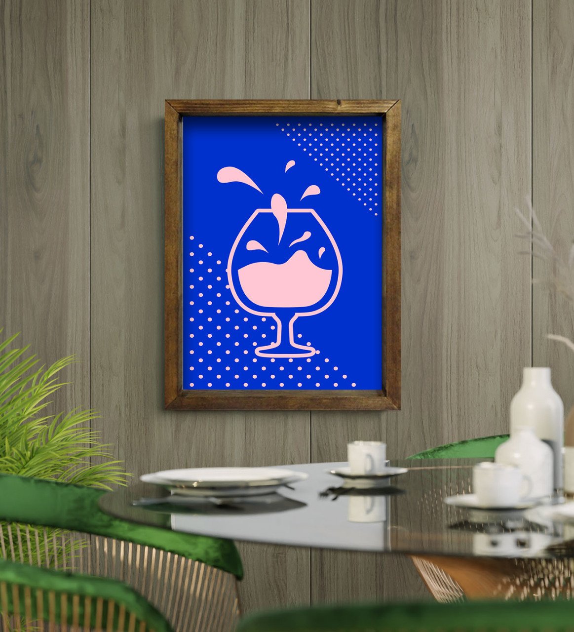 BK Gift Cafe & Bar & Restaurant Konseptli Doğal Masif Ahşap Çerçeveli Tablo-78