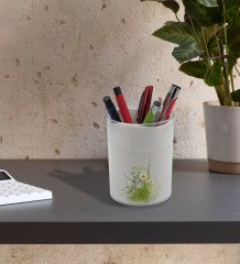 BK Gift Kişiye Özel Papatya Temalı Beyaz Akrilik Kalemlik - Model 13