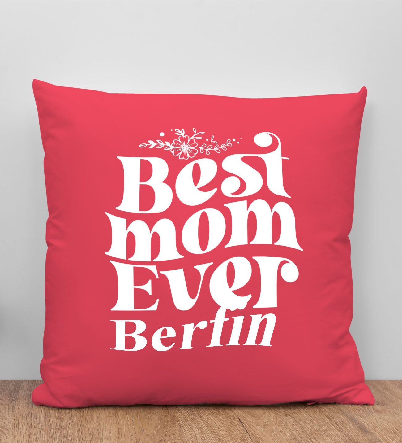 BK Gift Kişiye Özel İsimli Anneler Günü Tasarımlı Kırmızı Kırlent Yastık, Anneye Hediye, Ev Dekorasyonu, Anneler Günü Hediyesi-1