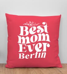 BK Gift Kişiye Özel İsimli Anneler Günü Tasarımlı Kırmızı Kırlent Yastık, Anneye Hediye, Ev Dekorasyonu, Anneler Günü Hediyesi-1