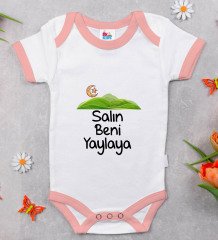BK Kids Salın Beni Yaylaya Tasarımlı Pembe Bebek Body Zıbın-1