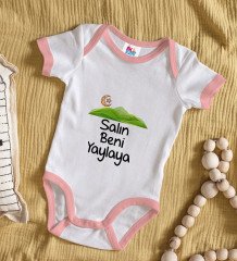 BK Kids Salın Beni Yaylaya Tasarımlı Pembe Bebek Body Zıbın-1