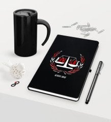 Kişiye Özel Avukat Temalı Siyah Defter Kalem ve Termos Mug Seti  - 2