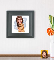Kişiye Özel Kız Çocuk Karikatürlü Ahşap Çerçeveli Taş Duvar Dekoru-8