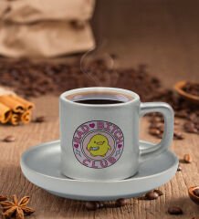 BK Gift Bad Bitch Club Tasarımlı Mat Gümüş Yaldız Renk Türk Kahvesi Fincanı-1, Ev Hediyesi, Doğum Günü Hediyesi, Ev Hediyesi