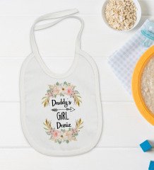 BK Kids Kişiye Özel Daddy's Girl Tasarımlı Bebek Body Zıbın ve Mama Önlüğü Hediye Seti - Model 1