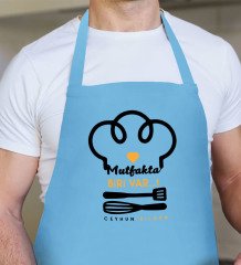 Kişiye Özel Mutfakta Biri Var Mavi Erkek Mutfak Önlüğü - 4