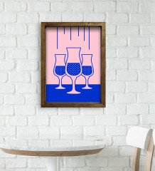 BK Gift Cafe & Bar & Restaurant Konseptli Doğal Masif Ahşap Çerçeveli Tablo-80