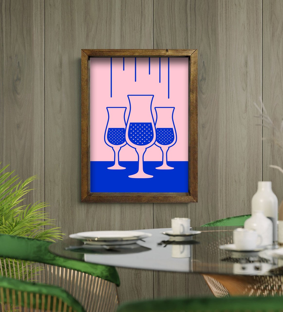 BK Gift Cafe & Bar & Restaurant Konseptli Doğal Masif Ahşap Çerçeveli Tablo-80