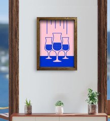 BK Gift Cafe & Bar & Restaurant Konseptli Doğal Masif Ahşap Çerçeveli Tablo-80