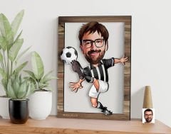 BK Gift Kişiye Özel Erkek Futbolcu Karikatürlü 3D Ahşap Tablo, Sevgiliye Hediye, Arkadaşa Hediye, Yıl Dönümü Hediyesi, Doğum Günü Hediyesi-1