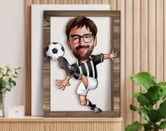 BK Gift Kişiye Özel Erkek Futbolcu Karikatürlü 3D Ahşap Tablo, Sevgiliye Hediye, Arkadaşa Hediye, Yıl Dönümü Hediyesi, Doğum Günü Hediyesi-1