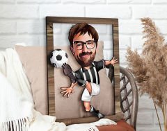 BK Gift Kişiye Özel Erkek Futbolcu Karikatürlü 3D Ahşap Tablo, Sevgiliye Hediye, Arkadaşa Hediye, Yıl Dönümü Hediyesi, Doğum Günü Hediyesi-1