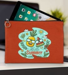 BK Gİft Yaz Temalı Kiremit Tablet Çantası 30x21cm, Ipad Çantası, Baskılı Tablet Kılıfı