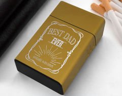 BK Gift Kişiye Özel İsimli Babalar Günü Tasarımlı Sarı Metal Sigara Tabakası ,Babalar Günü Hediyesi , Babaya Hediye , Sigara Tabakası-6