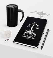 Kişiye Özel Avukat Temalı Siyah Defter Kalem ve Termos Mug Seti  - 5