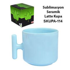 Sublimasyon Seramik Mavi Latte Kupa - Kutulu