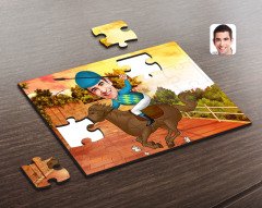 Kişiye Özel Erkek Jokey Karikatürlü Ahşap Puzzle-1